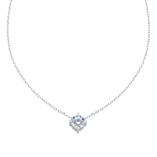 Collana Solitario Bianco 5 mm