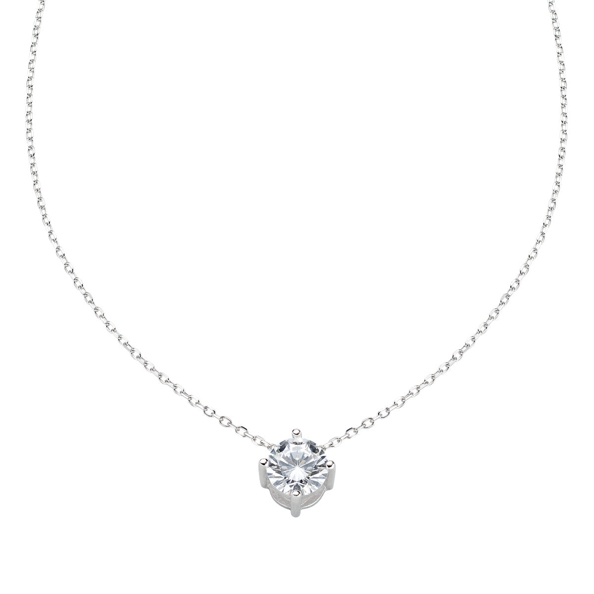 Collana Solitario Bianco 6 mm