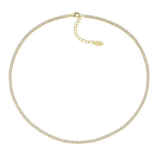 Collana Tennis Mania Dorata con Zirconi Bianchi