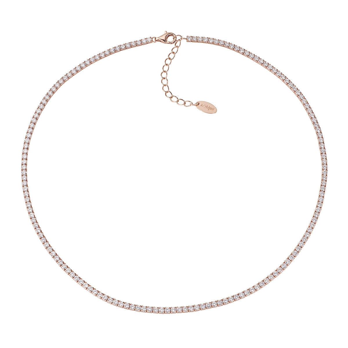Collana Tennis Mania Rosè con Zirconi Bianchi