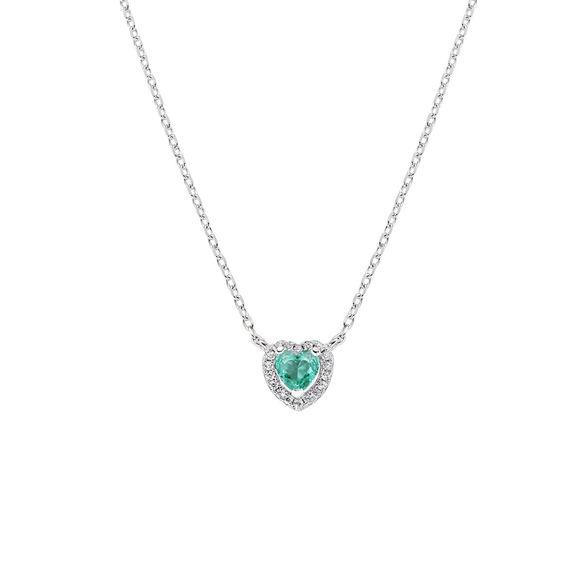 Collana Dolce Cuore Verde Acqua in Argento