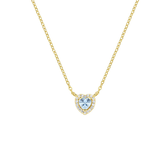 Collana Dolce Cuore Acquamarina in Argento  Dorato