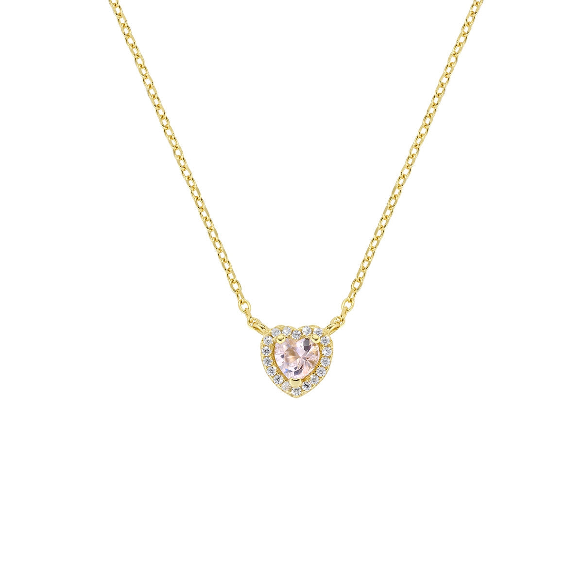 Collana Dolce Cuore Rosa Morganite in Argento  Dorato