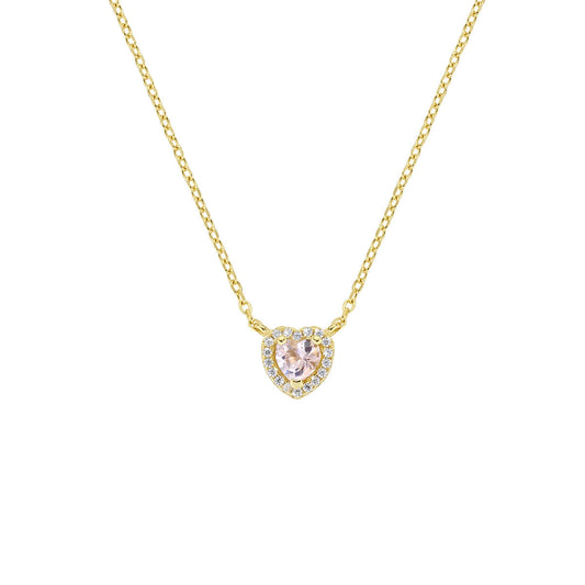 Collana Dolce Cuore Rosa Morganite in Argento  Dorato