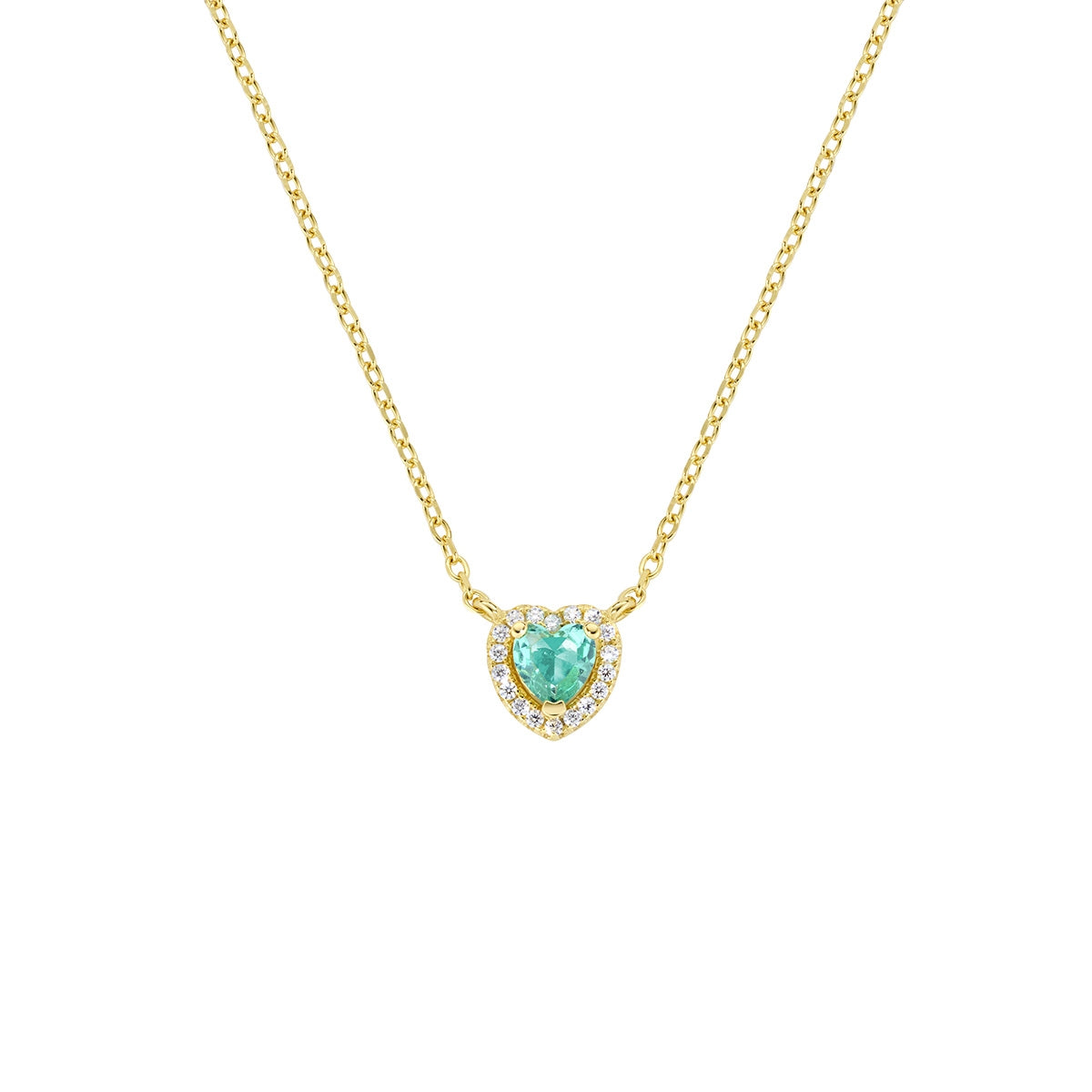 Collana Dolce Cuore Verde Acqua in Argento  Dorato