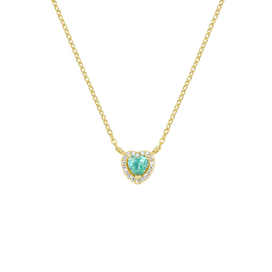 Collana Dolce Cuore Verde Acqua in Argento  Dorato