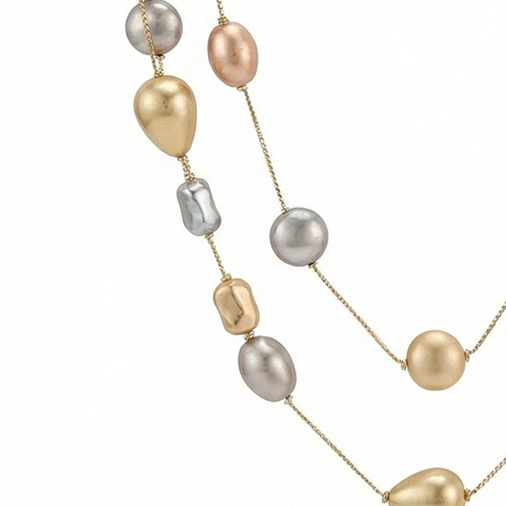 COLLANA GIROCOLLO MULTIFILO CON ELEMENTI SATINATI