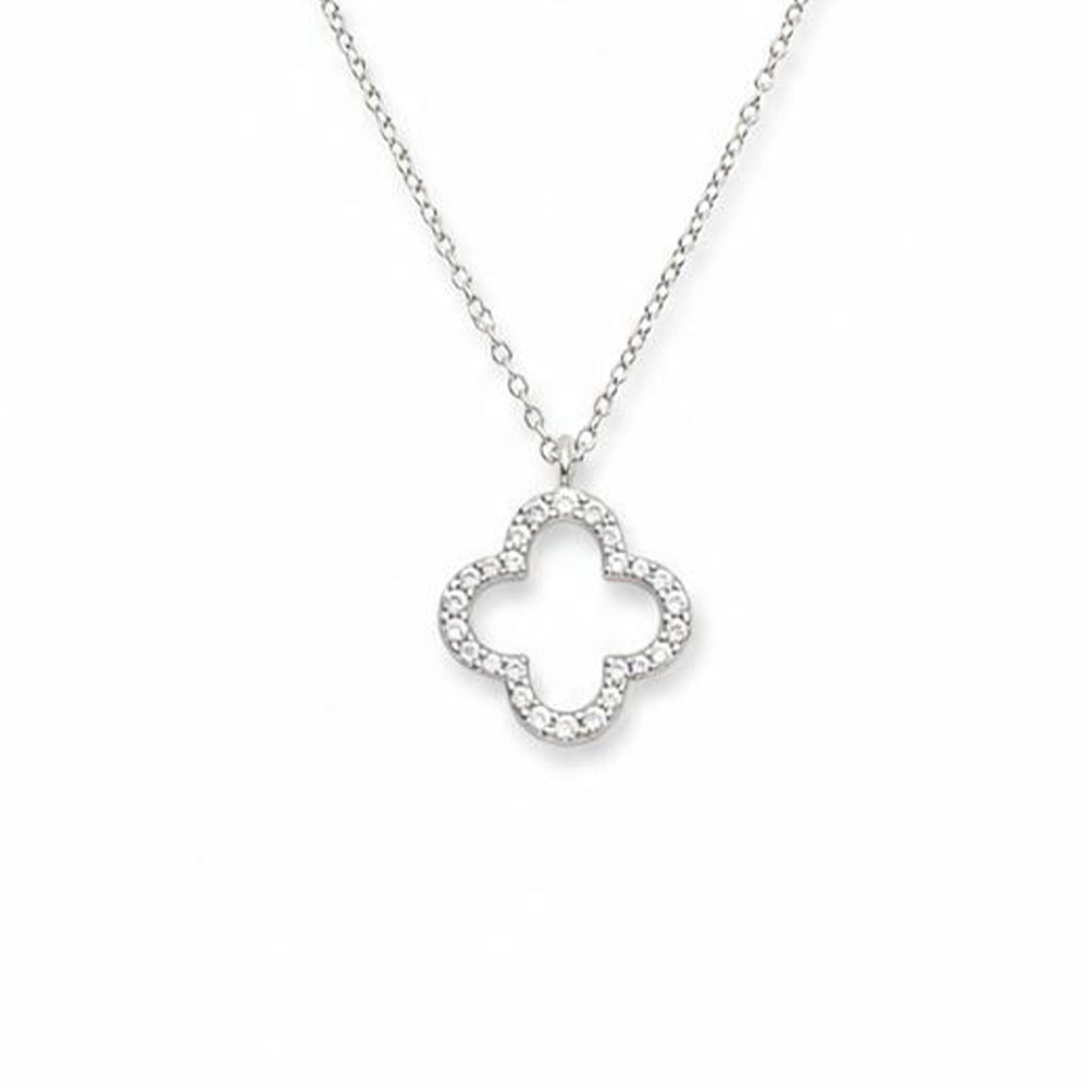 COLLANA A GIROCOLLO CON DOPPIO PENDENTE A QUADRIFOGLIO