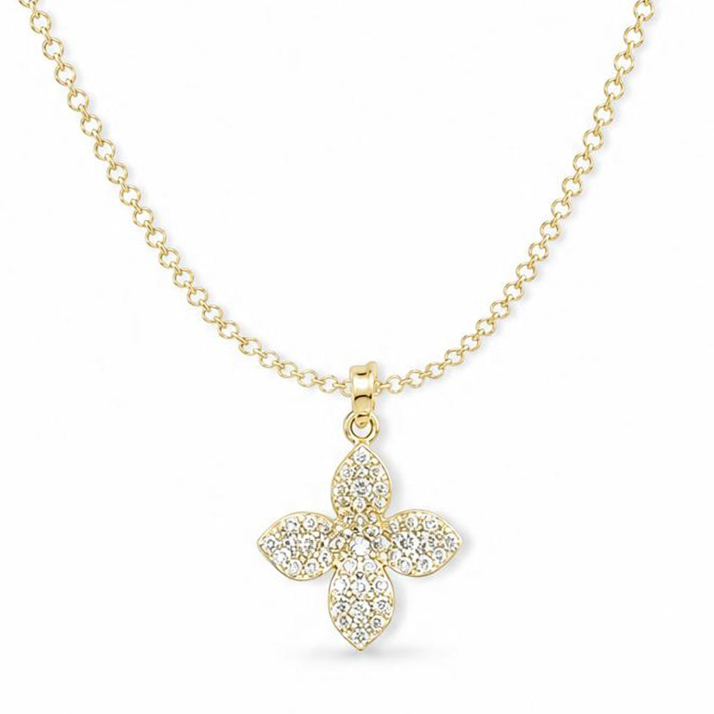 COLLANA A GIROCOLLO CON FIORE PENDENTE COPERTO DA STRSS