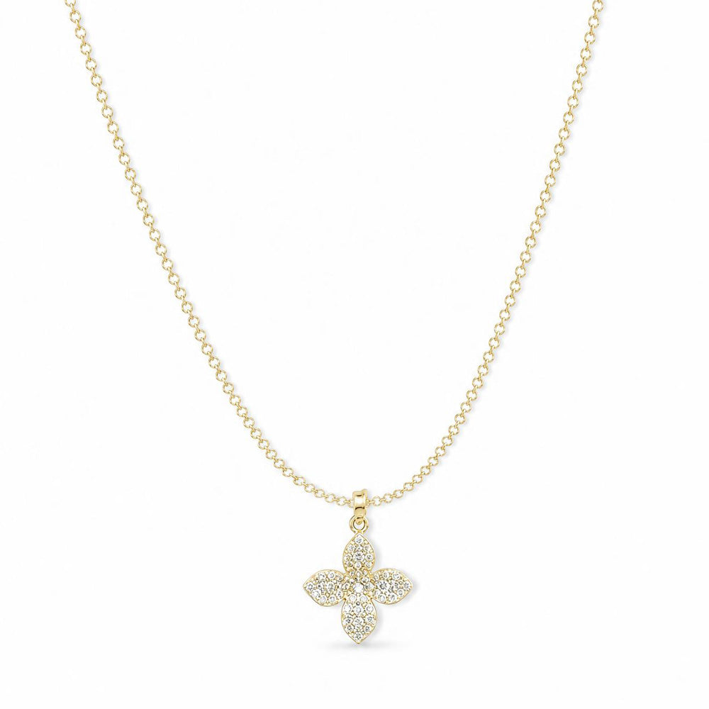 COLLANA A GIROCOLLO CON FIORE PENDENTE COPERTO DA STRSS