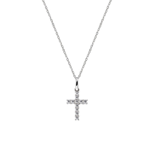 Collana Rodio Croce e Zirconi Bianchi