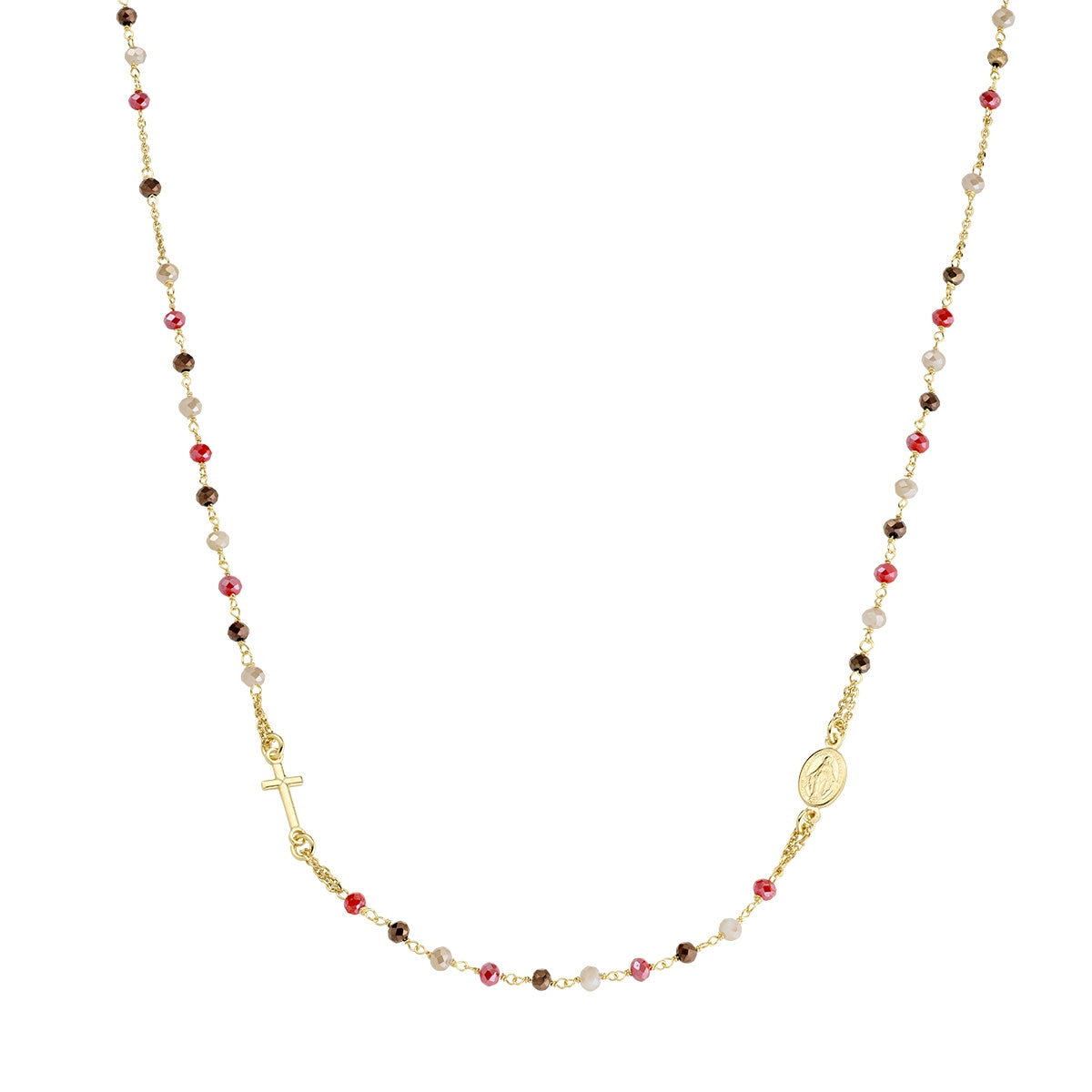 Rosario Girocollo Dorato con Cristalli Multicolor