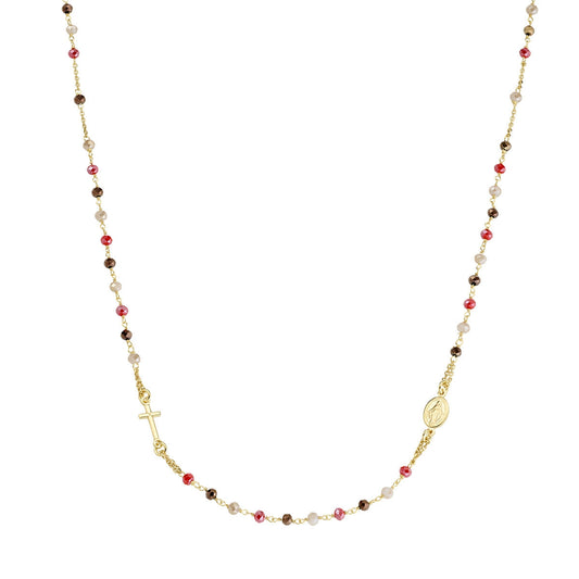 Rosario Girocollo Dorato con Cristalli Multicolor