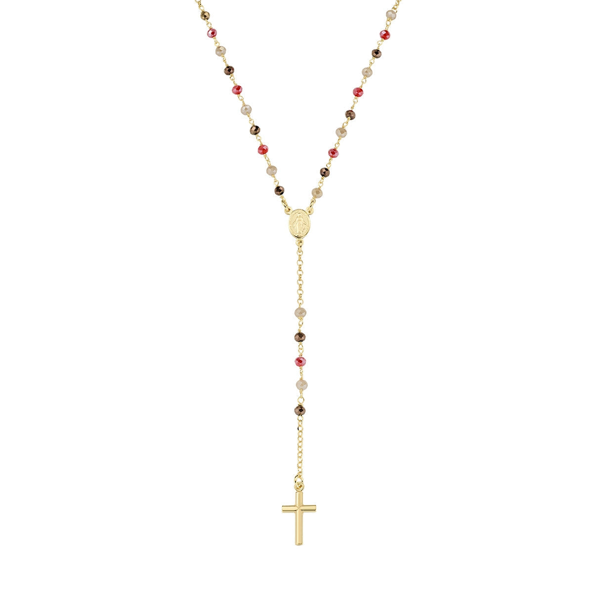 Rosario Classico Dorato con Cristalli Multicolor