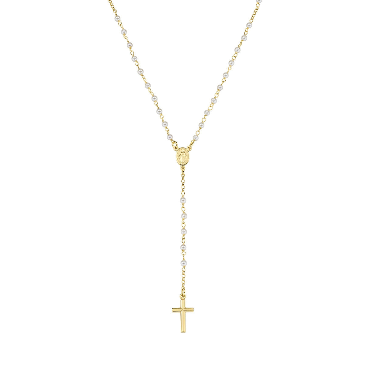 Rosario Classico Dorato con Perle di Cristallo
