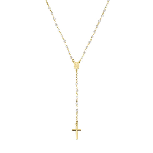 Rosario Classico Dorato con Perle di Cristallo