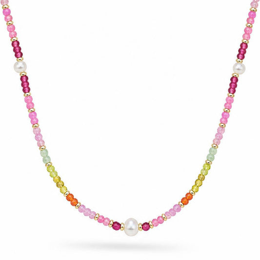 COLLANA A GIROCOLLO CON CRISTALLI E PERLA CENTRALE