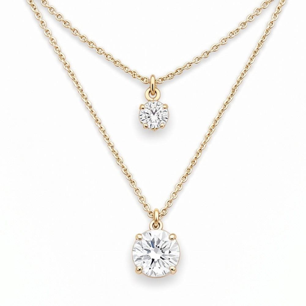 COLLANA A GIROCOLLO CON DUE PUNTI LUCE PENDENTI DI DIVERSE DIMESIONI