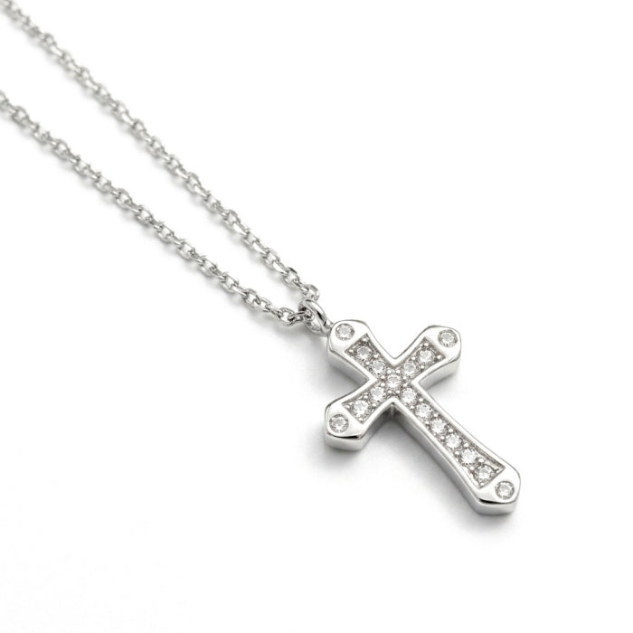 COLLANA IN ARGENTO CON CROCIFISSO E ZIRCONI