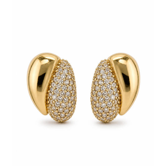 ORECCHINI A LOBO CON GOCCIA INVERSA DI STRASS