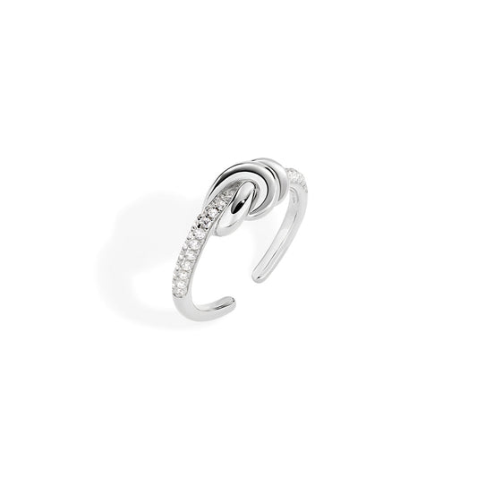 Anello Nodo d'Amore in Ottone con Zirconi
