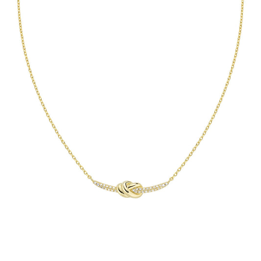 Collana Nodo d'Amore in Ottone Dorato con Zirconi
