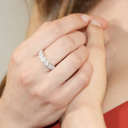 Anello Tanti Cuori Pavé Regolabile in Argento