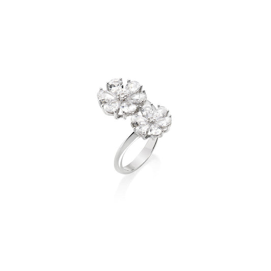 Anello Stardust con Due Margherite di Zirconi Bianchi