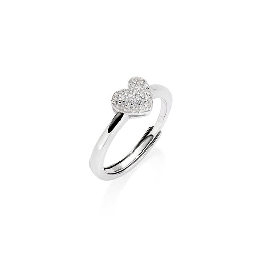 Anello Regolabile Mini Cuore Pavé