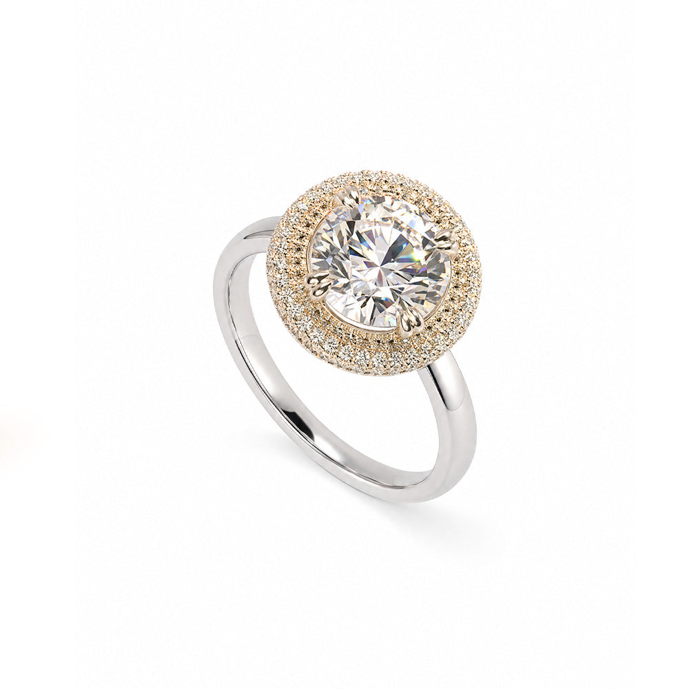 ANELLO REGOLABILE CON PIETRA E CORNICE CIRCOLARE - Silver 925