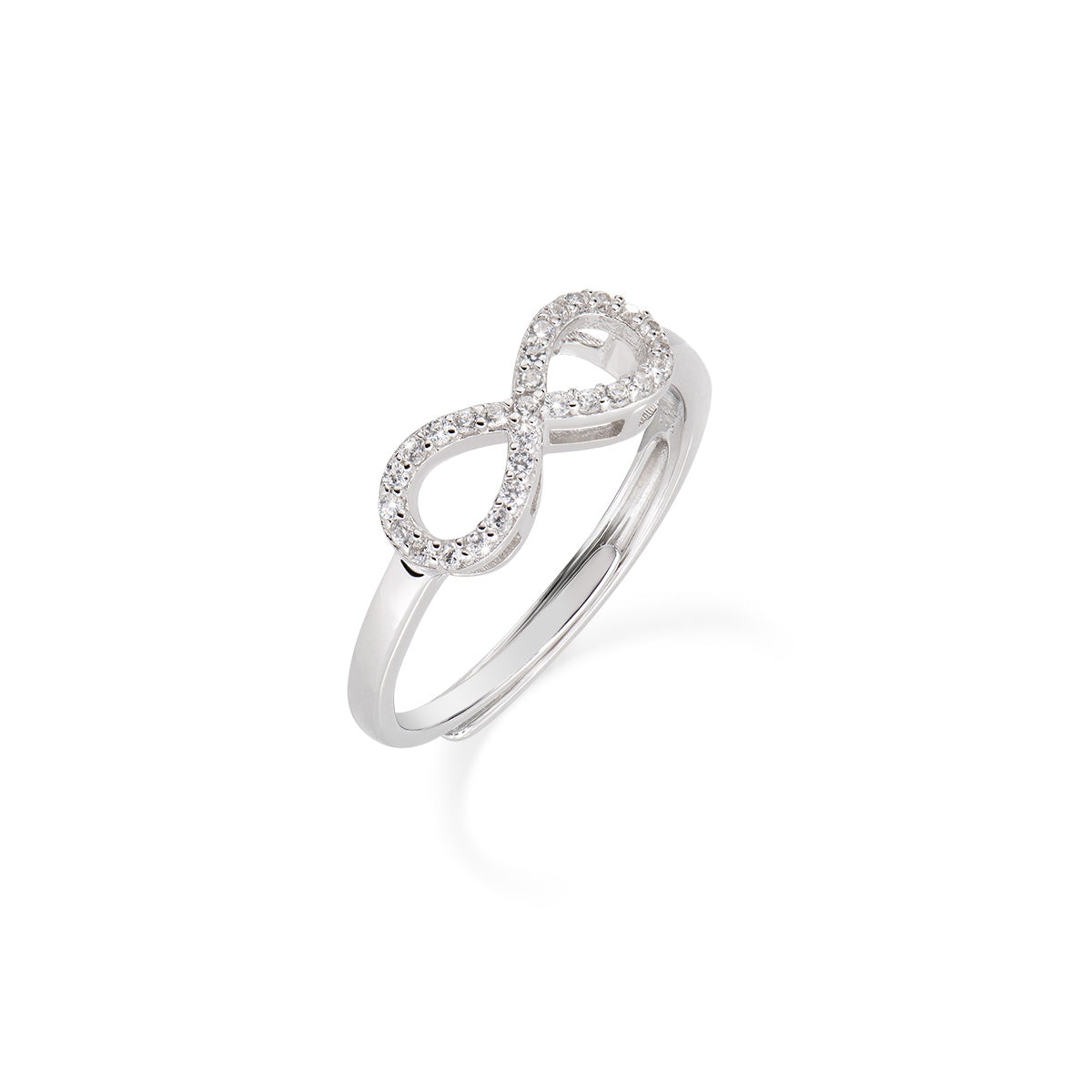 Anello regolabile "Infinito" in Argento e Zirconi