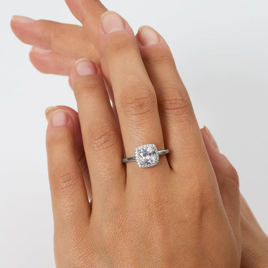 Anello Lady Regolabile con Zircone Bianco Taglio Radiant
