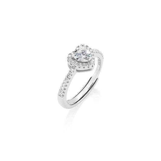 Anello Dolce Cuore Bianco Regolabile in Argento 925