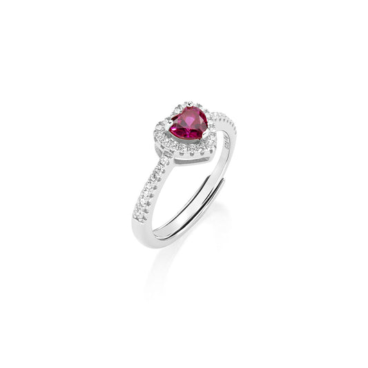 Anello Dolce Cuore Rubino Regolabile in Argento 925