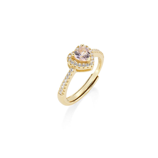 Anello Dolce Cuore Rosa Morganite Regolabile in Argento