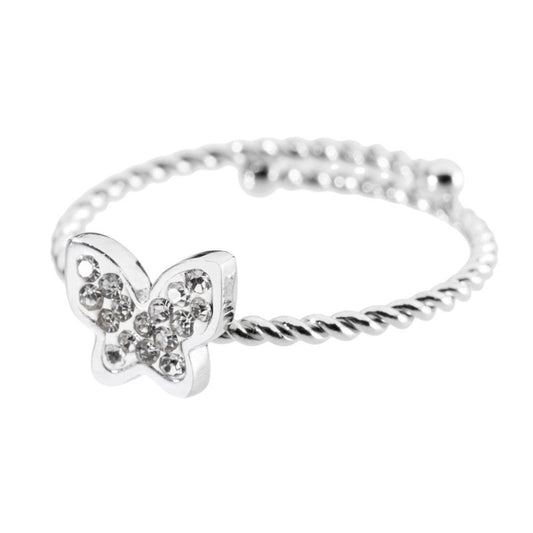 18an030 Anello con farfalla e cristalli