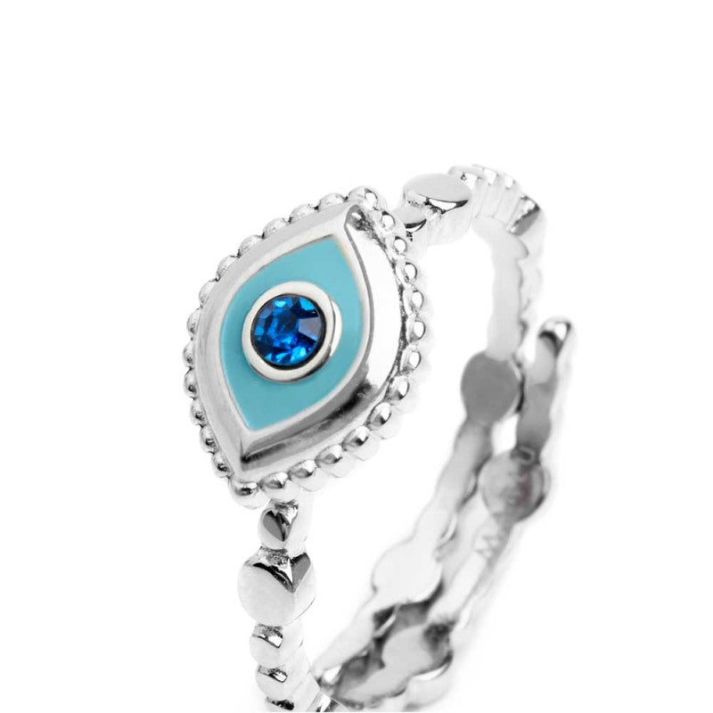 Anello con occhio con zircone blu