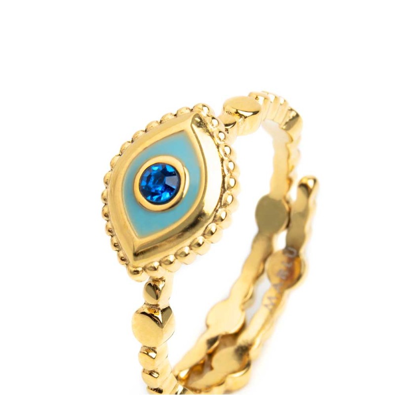 Anello con occhio con zircone blu
