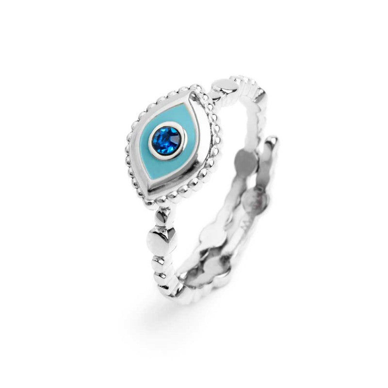 Anello con occhio con zircone blu