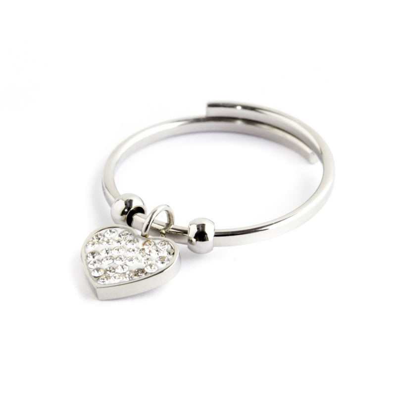 18an087 Anello cuore strass pendente