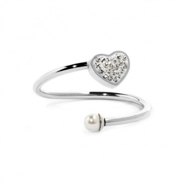 15AN011W-S ANELLO CUORE CON CRISTALLI E PERLA