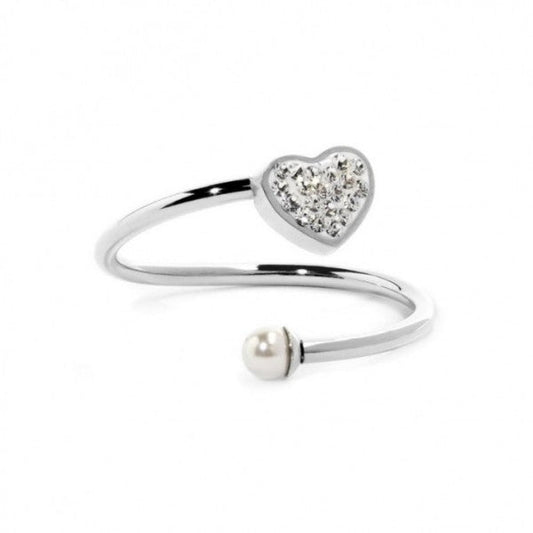 15AN011W-S ANELLO CUORE CON CRISTALLI E PERLA