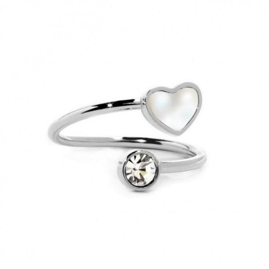15AN010W-M ANELLO CUORE MADREPERLA E CRISTALLI