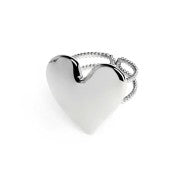 Anello doppia fascia con cuore irregolare martellato