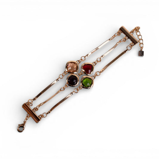 BRACCIALE CON TRE FILE BASE SNAKE E PIETRE CENTRALI