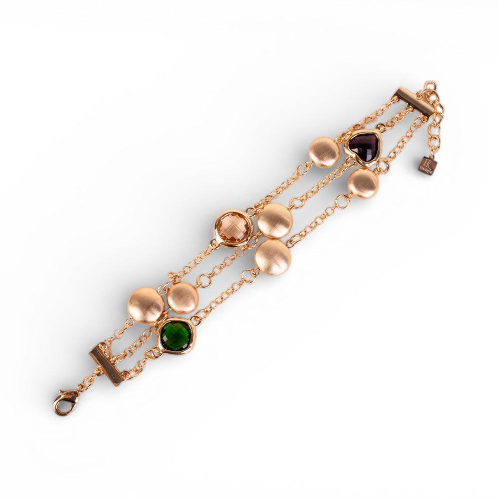 BRACCIALE A TRE FILI CON PIETRE E UNITA SATINATE