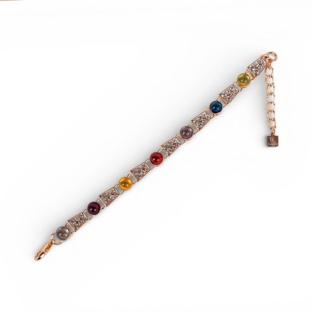 BRACCIALE CON PIETRE E UNITA GEOMETRICHE CON STRASS