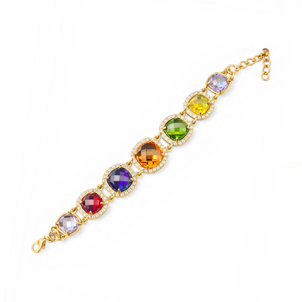 BRACCIALE MORBIDO CON PIETRE QUADRATE COLORATE