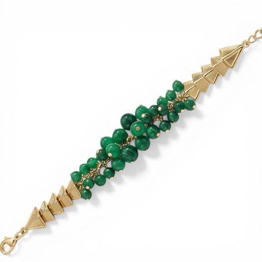 BRACCIALE MULTIFILO CON SFERE COLORATE E TRIANGOLI TRIDIMENSIONALI AI LATI