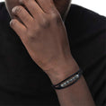 Carica l'immagine nel visualizzatore della galleria, Bracciale a doppio giro con cordino strobel elementi acciaio con trama
